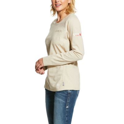 Ariat FR Air Crew - T Shirts Beige Donker Dames - 42010-964